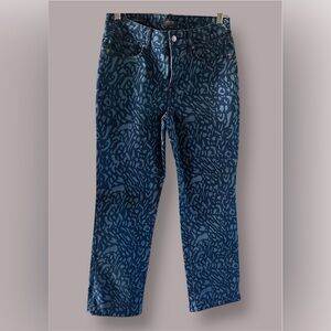 NYDJ Blue Patterned Marilyn Straight Leg Jeans Lift & Tuck Technology